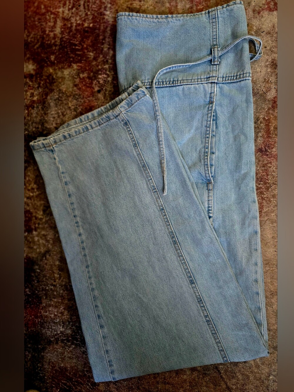 Zara Womens Strapeless Denim Halter Neckline Jumpsuit Light Blue Relaxed Jeans